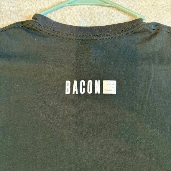 Womens Peace Love Bacon & More Bacon Graphic Tee Black Size L Next Level Apparel - Picture 6 of 10